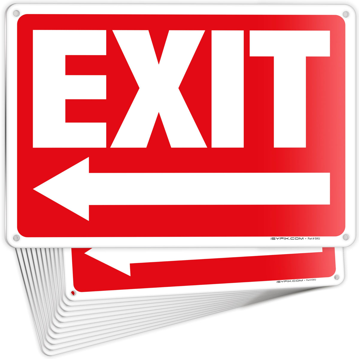 Exit sign – aluminum with left arrow, 10x7 in, 12-pack