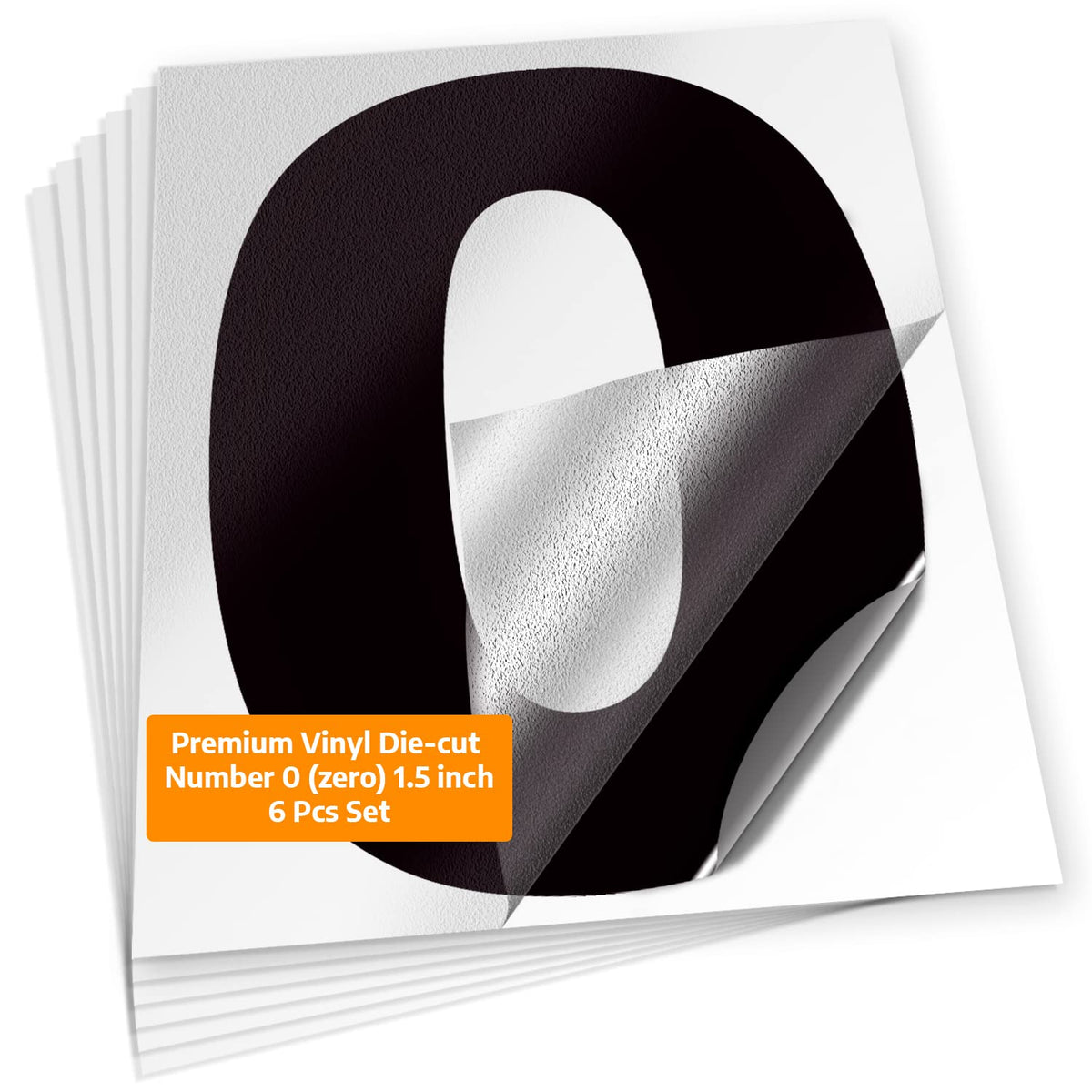 Number 0 vinyl sticker – black, 1.5 inch