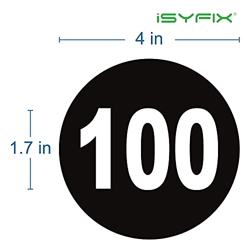 iSYFIX Black Consecutive Number Stickers – 1 to 100, 4-inch, 1 Set – Vinyl Self Adhesive Premium Decal, Ideal for Inventory, Storage, Organizing, Boxes, Bins, Toolbox, Lockers & More, Indoor/Outdoor