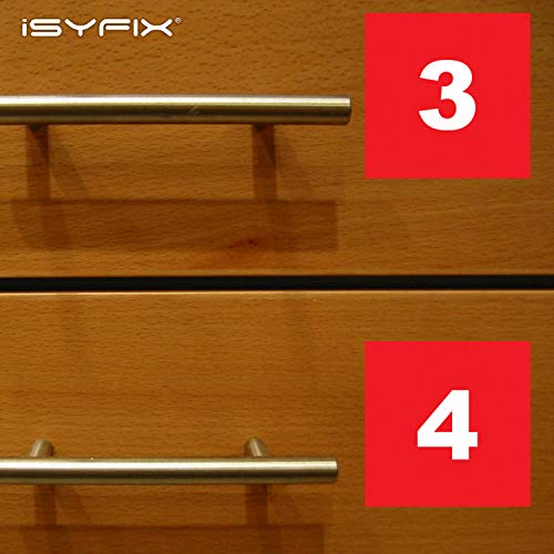 iSYFIX Red Consecutive Number Stickers – 1 to 50, 4-inch, 1 Set – Vinyl Self Adhesive Premium Decal. Ideal for Inventory, Storage, Organizing, Boxes, Bins, Toolbox, Lockers & More, Indoor/Outdoor