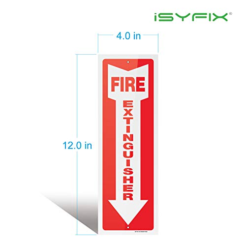 iSYFIX Fire Extinguisher Signs – 3 Pack 4x12 Inch – 40 mil Thick Polystyrene Plastic, Laminated for Ultimate UV, Weather, Scratch, Water & Fade Resistance, Indoor & Outdoor