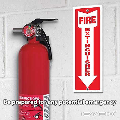 iSYFIX Fire Extinguisher Signs – 3 Pack 4x12 Inch – 40 mil Thick Polystyrene Plastic, Laminated for Ultimate UV, Weather, Scratch, Water & Fade Resistance, Indoor & Outdoor