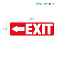 Exit sign with directional arrows — adhesive vinyl, left arrow, 12 x 4 inch