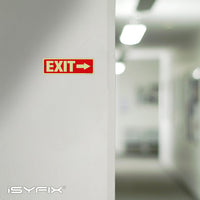 Glow in the dark exit sign with arrows — aluminum, right arrow, 12 x 4 inch
