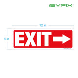 Exit sign with directional arrows — adhesive vinyl, right arrow, 12 x 4 inch