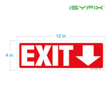 Exit sign with directional arrows — adhesive vinyl, down arrow, 12 x 4 inch