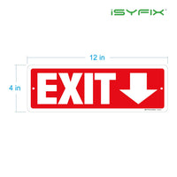 Exit sign with directional arrows — aluminum, down arrow, 12 x 4 inch