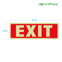 Glow in the dark exit sign with arrows — adhesive vinyl, standard, 12 x 4 inch