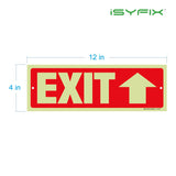 Glow in the dark exit sign with arrows — plastic, up arrow, 12 x 4 inch