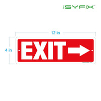 Exit sign with directional arrows — aluminum, right arrow, 12 x 4 inch