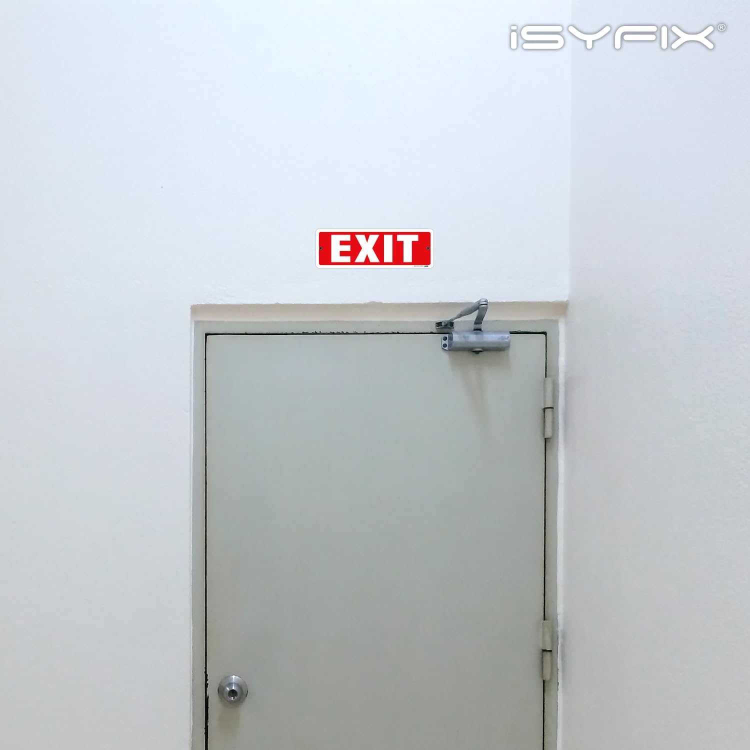 Exit sign with directional arrows — aluminum, standard, 12 x 4 inch