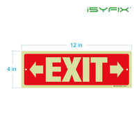 Glow in the dark exit sign with arrows — plastic, right & left, 12 x 4 inch