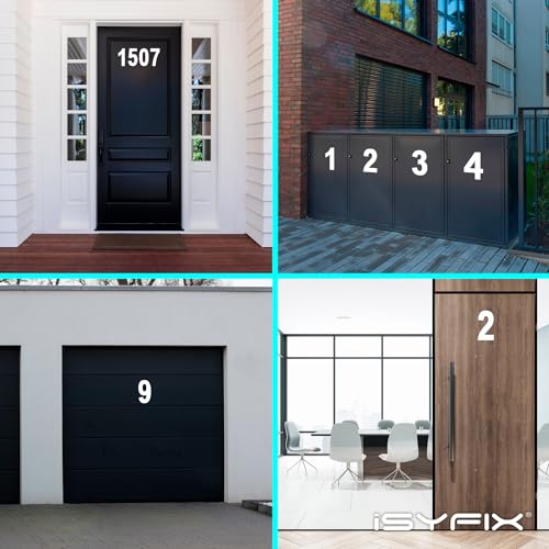 iSYFIX White Vinyl Number 1 (One) Stickers - 6 Pack 10 inch Self Adhesive - Decal Die Cut & Pre-Spaced for Mailbox, Signs, Window, Door, Cars, Trucks, Home, Business, Address Number, Indoor & Outdoor