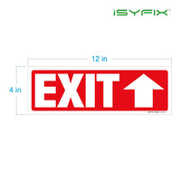 Exit sign with directional arrows — adhesive vinyl, up arrow, 12 x 4 inch