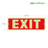 Glow in the dark exit sign with arrows — plastic, standard, 12 x 4 inch