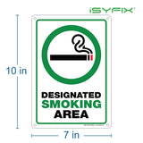 Designated Smoking Area aluminum sign, style D (green & black, framed), 7 x 10 in