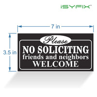 No soliciting sign sticker – black, size reference