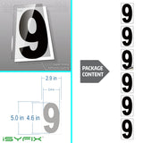 Black vinyl number stickers with background - product gallery