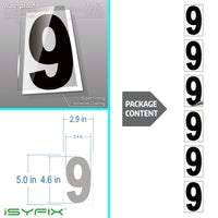 Black vinyl number stickers with background - product gallery