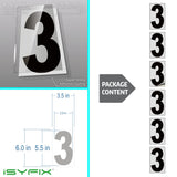 Black vinyl number stickers with background - product gallery