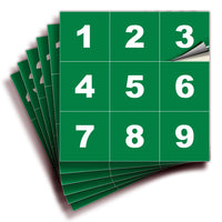 Square Consecutive Number Stickers 1–50 – Vinyl Labels, 7 Colors