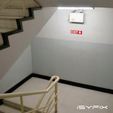 Exit sign with directional arrows — aluminum, down arrow, 12 x 4 inch