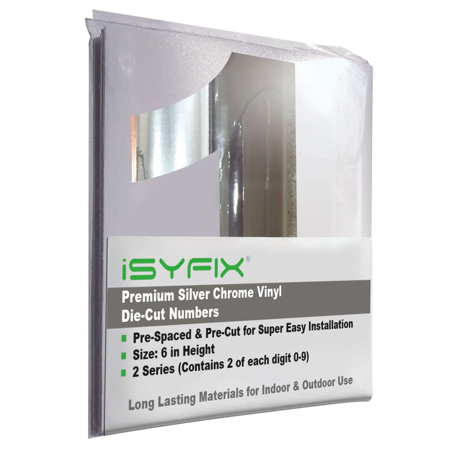 iSYFIX vinyl number stickers – Silver Chrome
