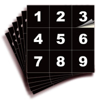 Square Consecutive Number Stickers 1–50 – Vinyl Labels, 7 Colors