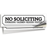 No Soliciting Signs – Vinyl Stickers, 4-Pack, 7 x 2 in, 3 Colors