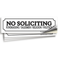 No Soliciting Signs – Vinyl Stickers, 4-Pack, 7 x 2 in, 3 Colors
