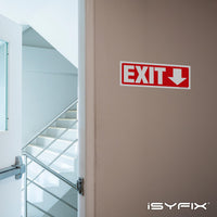 Exit sign with directional arrows — adhesive vinyl, down arrow, 12 x 4 inch