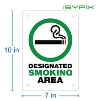 Designated Smoking Area aluminum sign, style C (green & black), 7 x 10 in