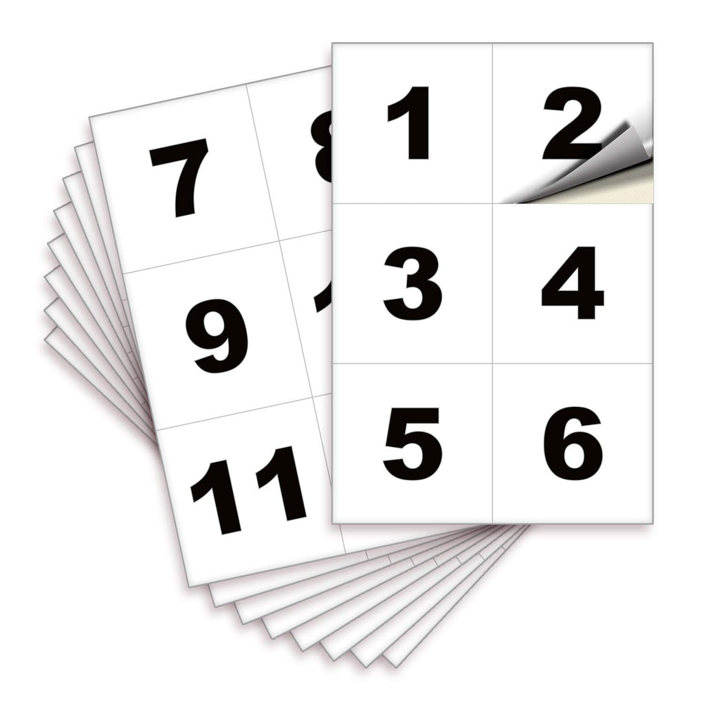 Square Consecutive Number Stickers - 1 to 50