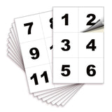 Square Consecutive Number Stickers 1–50 – Vinyl Labels, 7 Colors