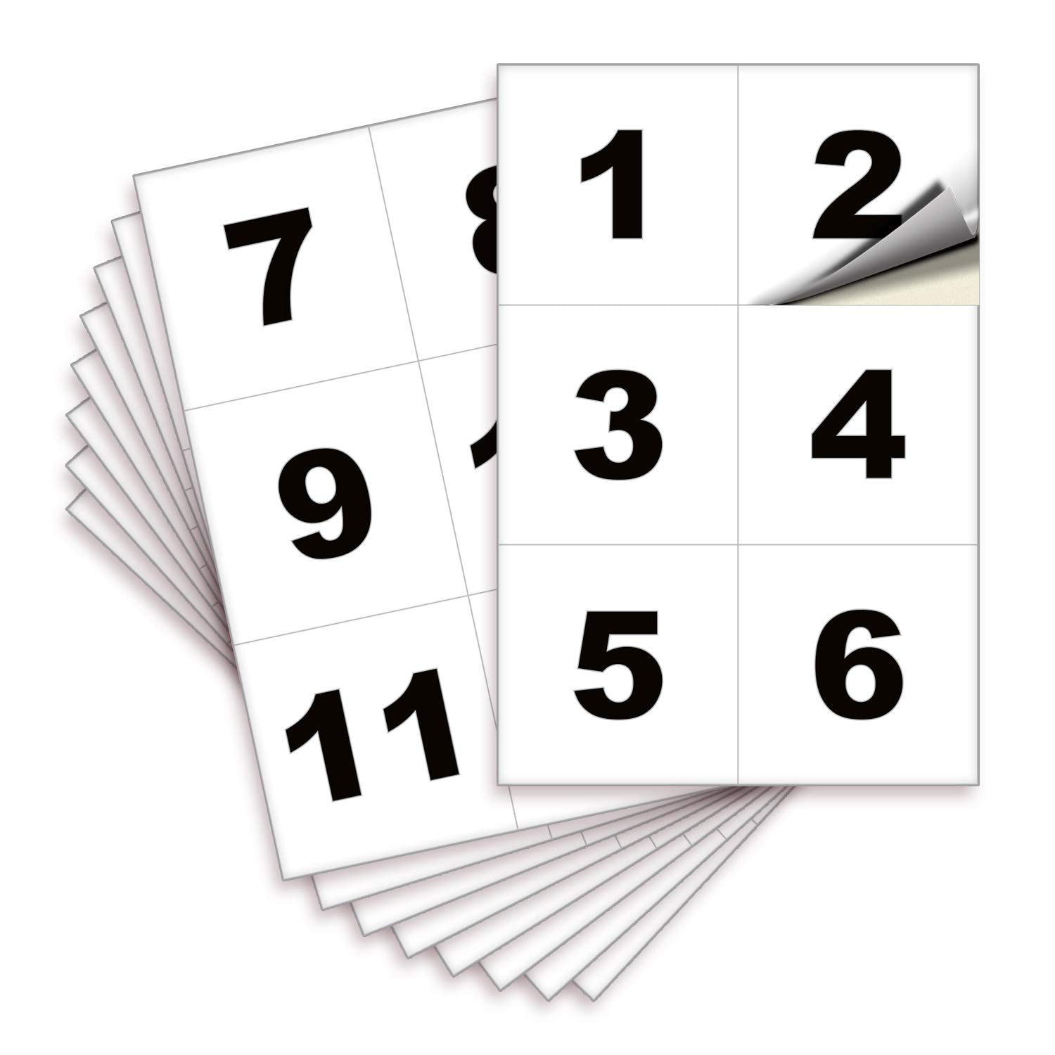 Square Consecutive Number Stickers - 1 to 50