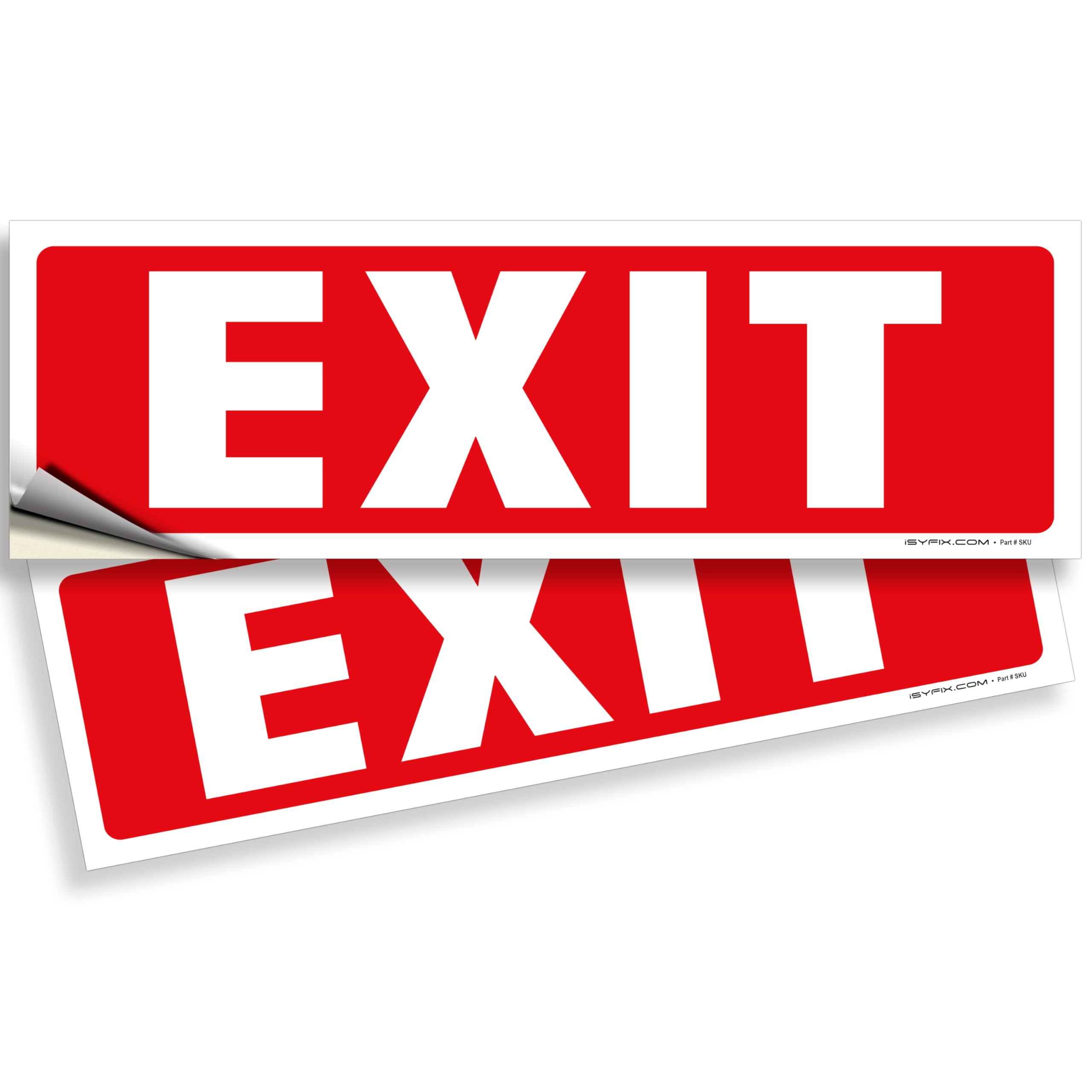 Exit sign with directional arrows — adhesive vinyl, standard, 12 x 4 inch