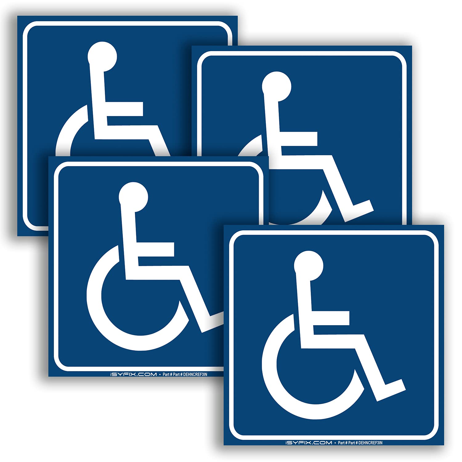 Handicap ISA wheelchair reflective decal, 3 in, 4-pack
