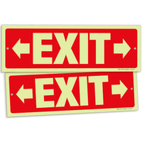Glow in the dark exit sign with arrows — plastic, right & left, 12 x 4 inch
