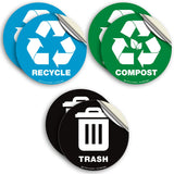 Recycle, Trash & Compost Stickers – 6-Pack Bin Labels, 5 x 5 in