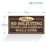 No soliciting sign sticker – brown, close-up