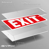 Exit sign with directional arrows — plastic, standard, 12 x 4 inch