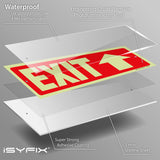 Glow in the dark exit sign with arrows — plastic, up arrow, 12 x 4 inch