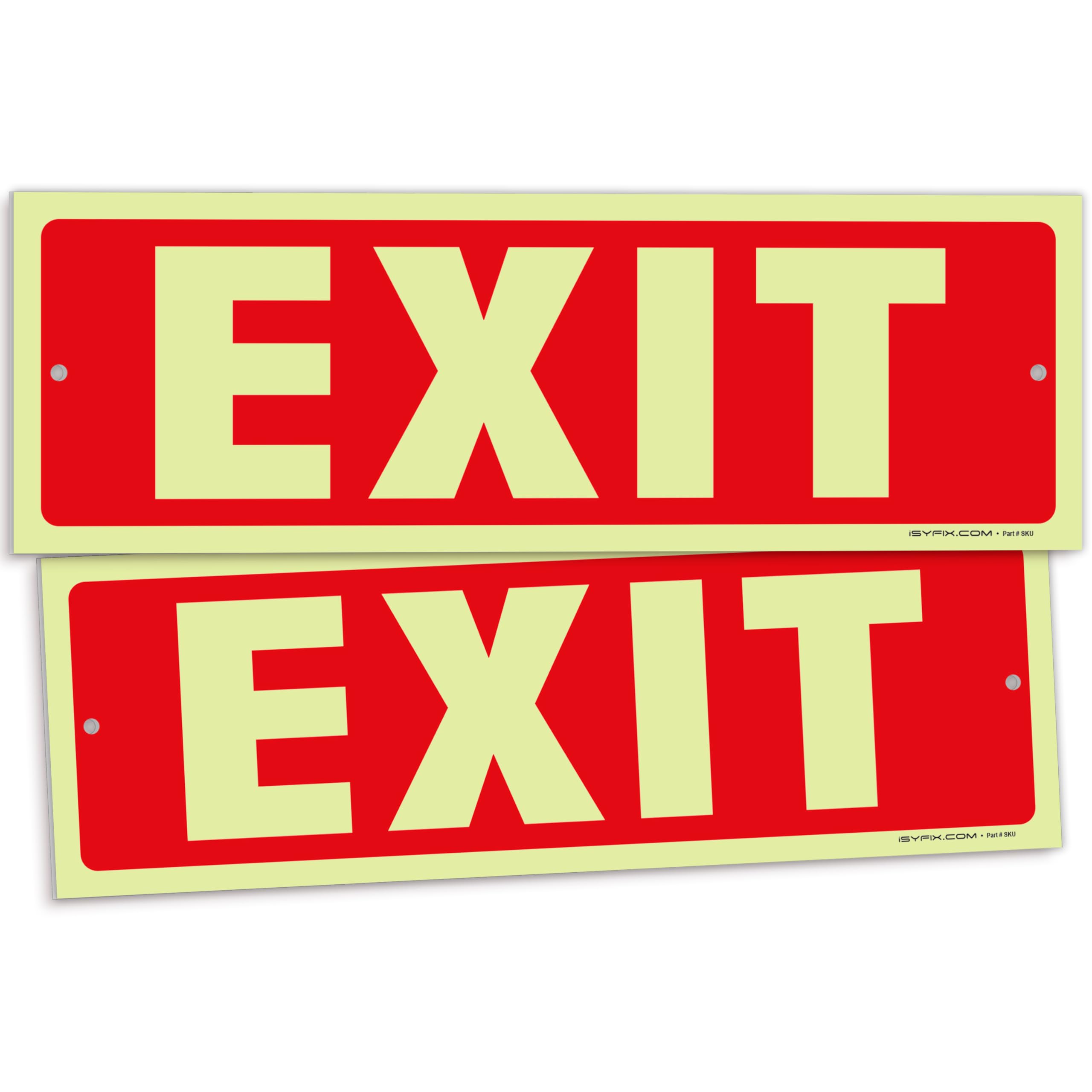 Glow in the dark exit sign with arrows — plastic, standard, 12 x 4 inch