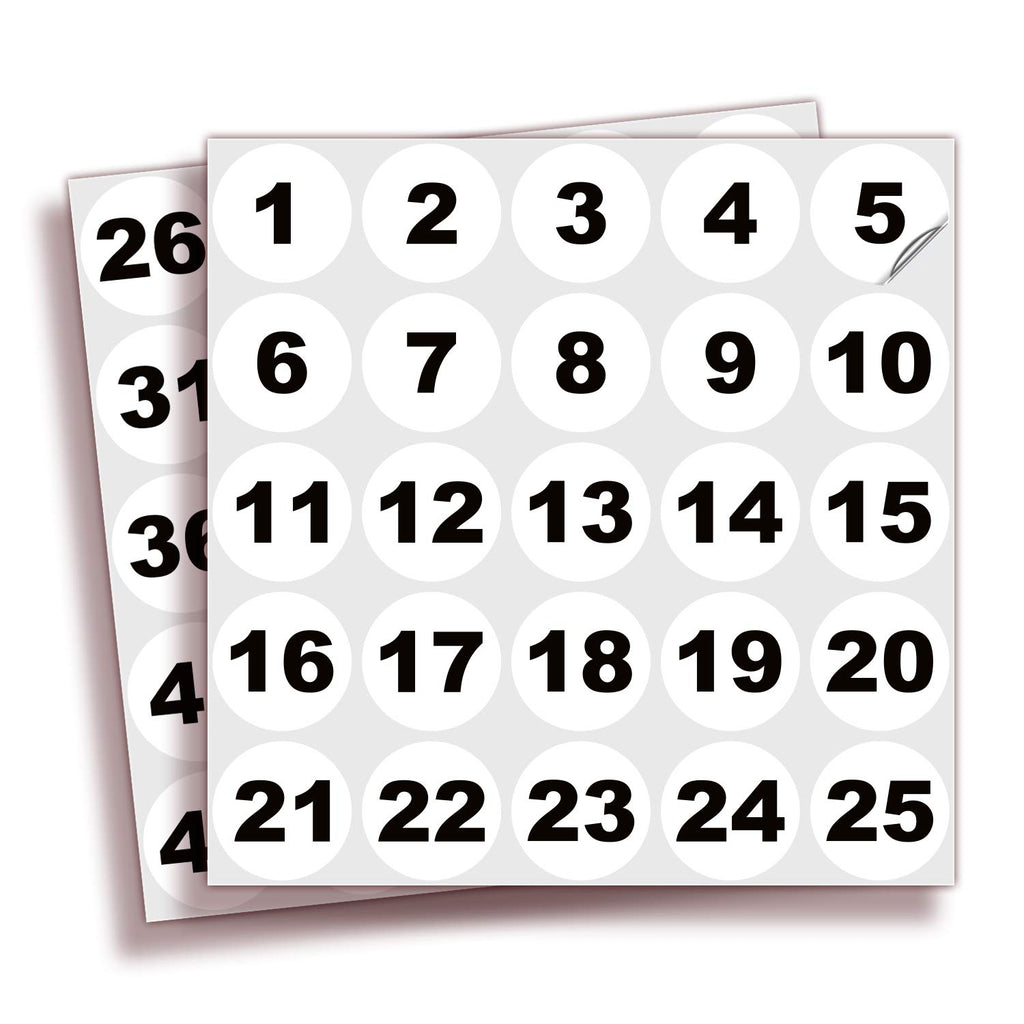 Consecutive Number Stickers - 1 to 50