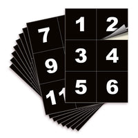 Square Consecutive Number Stickers 1–50 – Vinyl Labels, 7 Colors