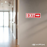 Exit sign with directional arrows — adhesive vinyl, right arrow, 12 x 4 inch