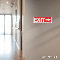 Exit sign with directional arrows — adhesive vinyl, right arrow, 12 x 4 inch