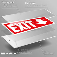 Exit sign with directional arrows — plastic, down arrow, 12 x 4 inch