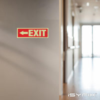 Glow in the dark exit sign with arrows — plastic, left arrow, 12 x 4 inch