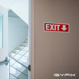 Exit sign with directional arrows — plastic, down arrow, 12 x 4 inch